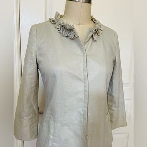 Tahari Silver Metallic Linen Women’s Jacket XS TP